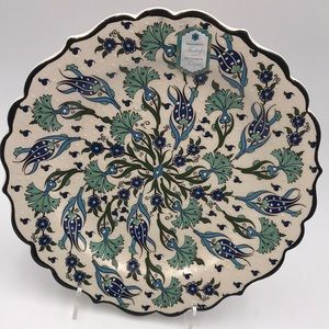 Nakkas Cini Turkish Ceramic Hand Painted Large Plates Set of 2